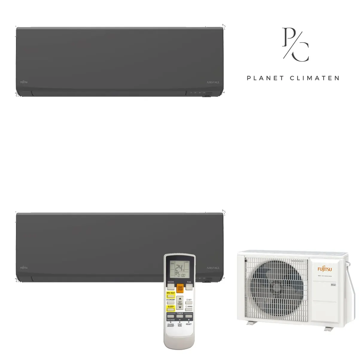 Klimatyzator multi-split Fujitsu KJCAL AOEG18KBCA3 — 2 jedn. 5,4 kW (4,2+4,2 kW, czarny)