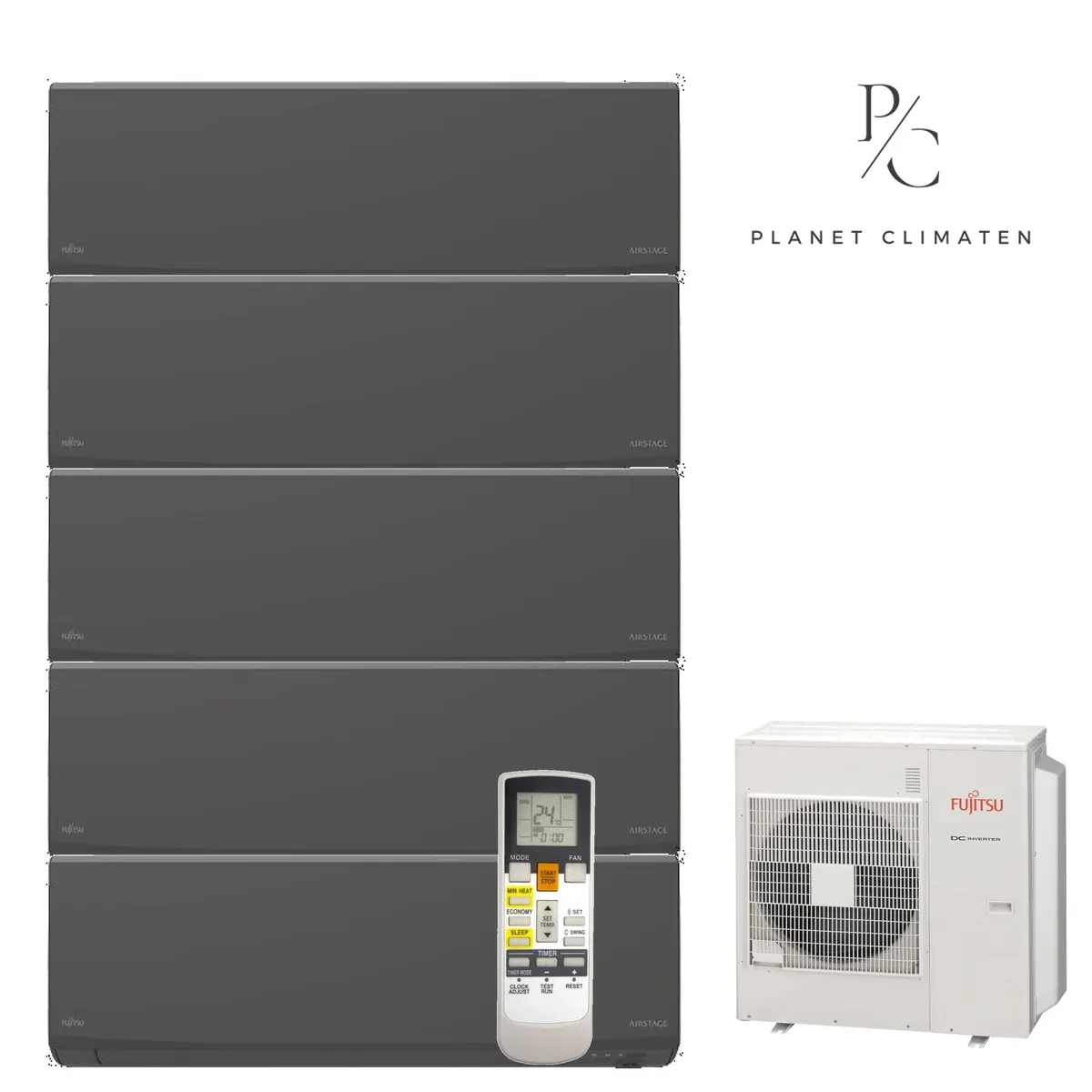 Klimatyzator multi-split Fujitsu KJCAL AOEG36KBTA5 — 5 jedn. 9,5 kW (2+2+2+2+2,5 kW, czarny)