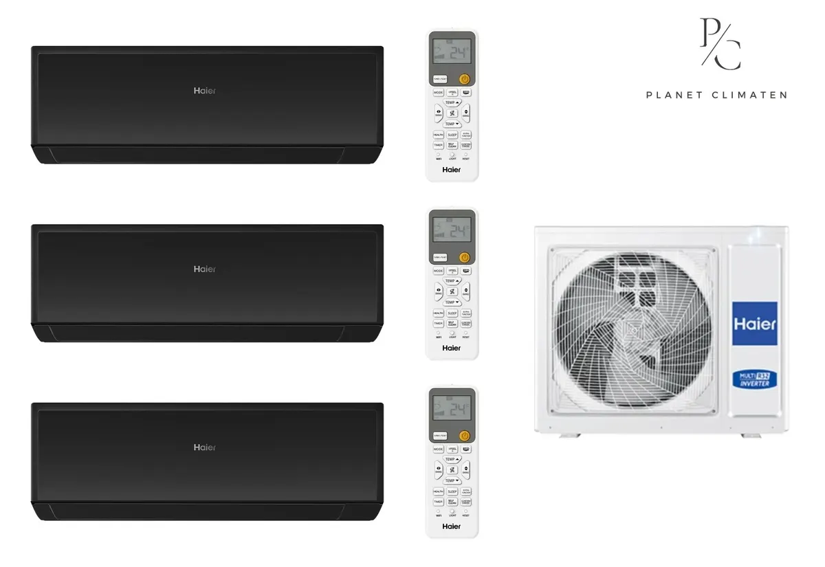 Klimatyzator multi-split Haier REVIVE Plus czarny połysk 3U70S2SR5FA — 3 jedn. 7,0 kW (2,7+2,7+3,5 kW)