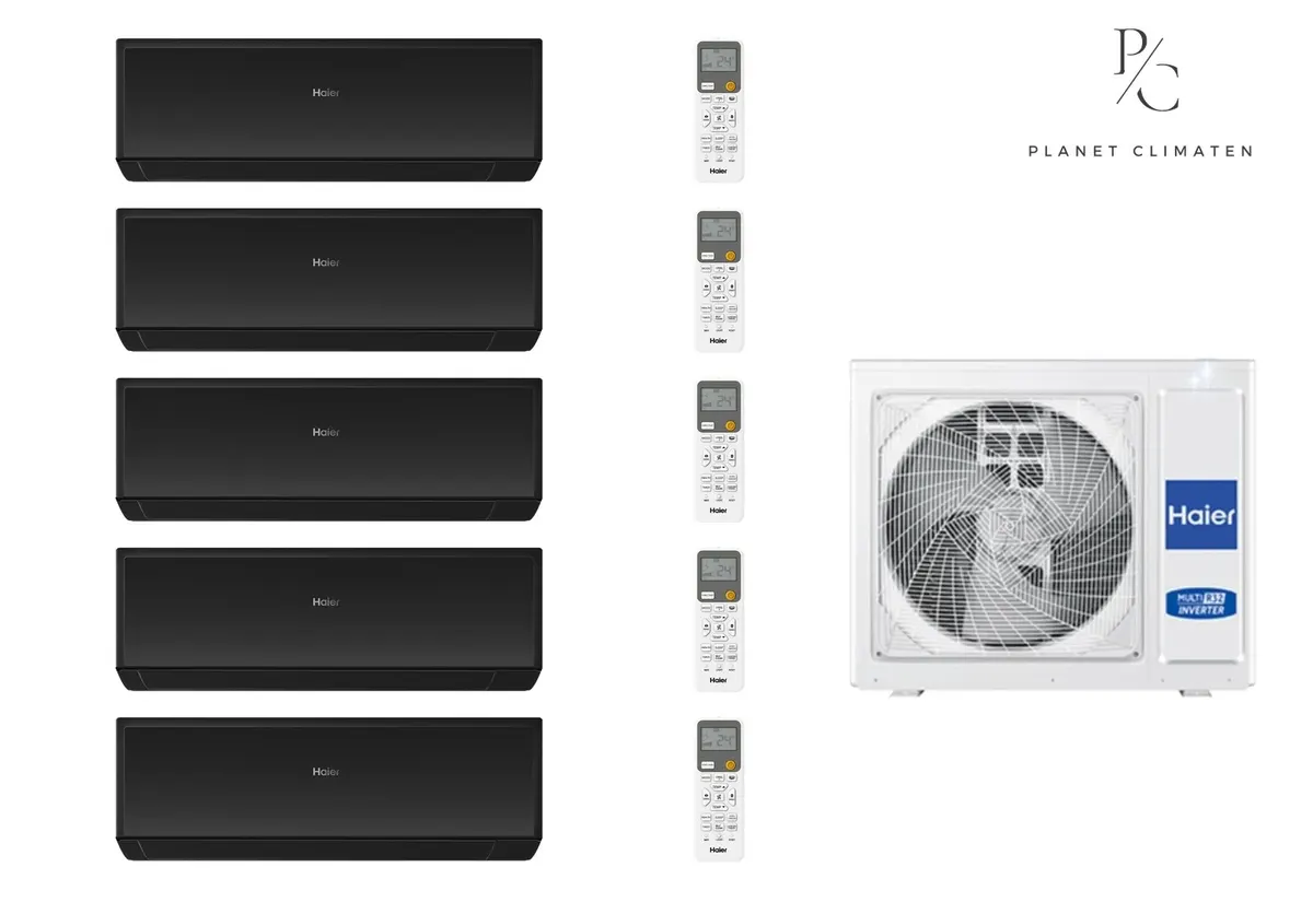 Klimatyzator multi-split Haier REVIVE Plus czarny połysk 5U125S2SN1FA — 5 jedn. 12,5 kW (2,7+2,7+2,7+3,5+3,5 kW)