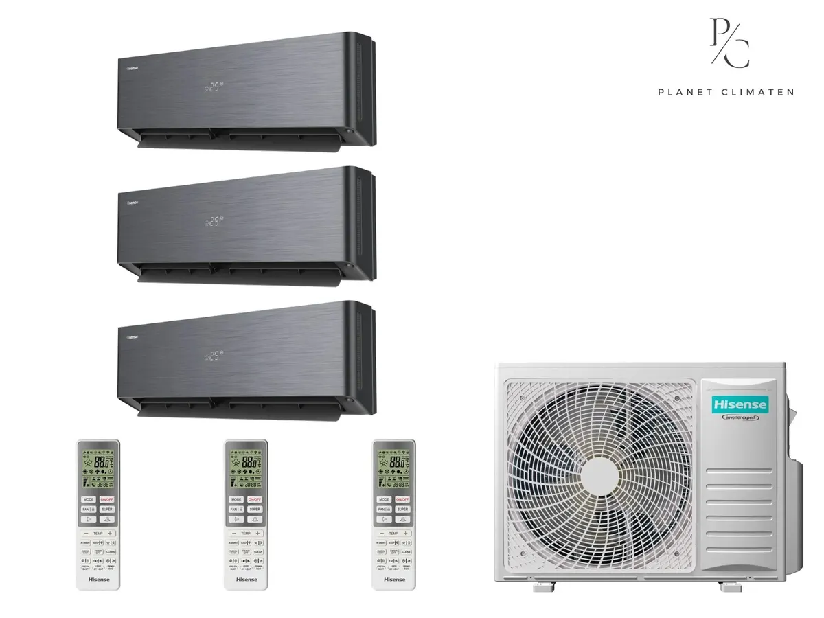 Klimatyzacja multi-split Hisense Energy Pro X czarny — agregat 3AMW72U4RJC + 3x jednostka (2,5, 2,5, 3,5 kW)