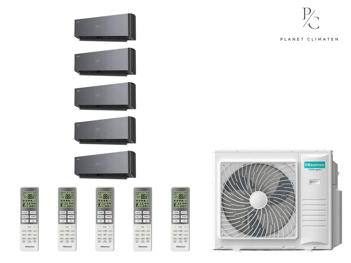 Klimatyzacja multi-split Hisense Energy Pro X czarny — agregat 5AMW105U4RQC + 5x jednostka (2,5, 2,5, 2,5, 2,5, 2,5 kW)