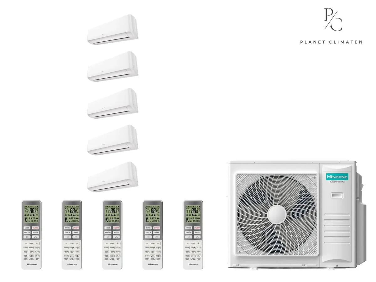 Klimatyzacja multi-split Hisense Expert Comfort — agregat 5AMW105U4RQC + 5x jednostka (2,5, 2,5, 2,5, 2,5, 5,0 kW)
