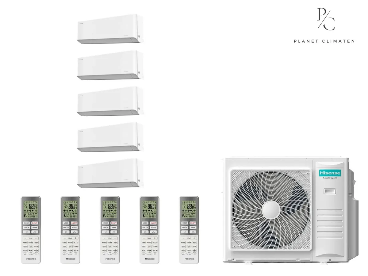 Klimatyzacja multi-split Hisense UNIPURE — agregat 5AMW105U4RQC + 5x jednostka (2,5, 2,5, 2,5, 2,5, 2,5 kW)