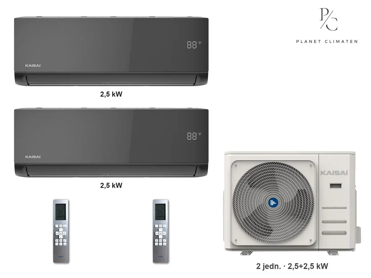 Klimatyzator multi-split Kaisai ice K2OE-18HFN32H — 2 jedn. 2,5+2,5 kW (2 pomieszczenia, czarny)
