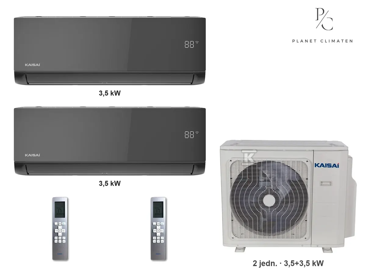 Klimatyzator multi-split Kaisai ice K3OA-27HFN32H — 2 jedn. 3,5+3,5 kW (2 pomieszczenia, czarny)