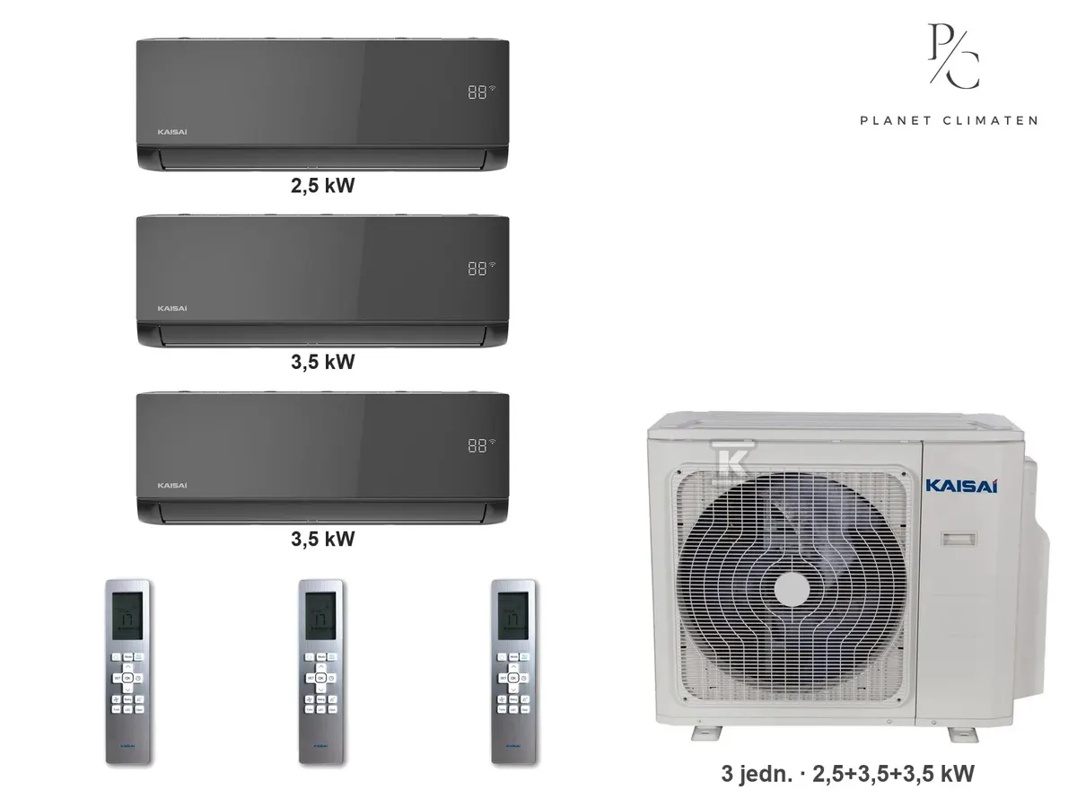 Klimatyzator multi-split Kaisai ice K3OA-27HFN32H — 3 jedn. 2,5+3,5+3,5 kW (3 pomieszczenia, czarny)