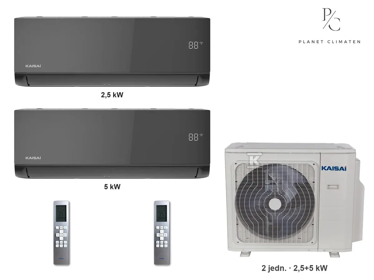 Klimatyzator multi-split Kaisai ice K3OA-27HFN32H — 2 jedn. 2,5+5 kW (2 pomieszczenia, czarny)