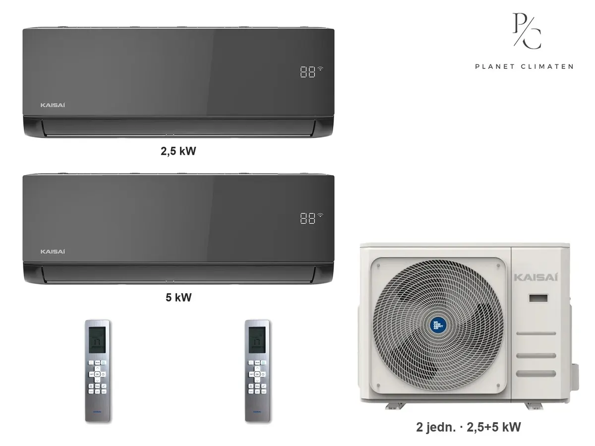 Klimatyzator multi-split Kaisai ice K4OB-36HFN32H — 2 jedn. 2,5+5 kW (2 pomieszczenia, czarny)