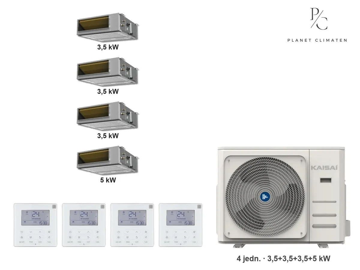 Klimatyzator multi-split kanałowy Kaisai KKR7 K5OE-42HFN32H — 4 jedn. 3,5+3,5+3,5+5 kW (4 pomieszczenia)