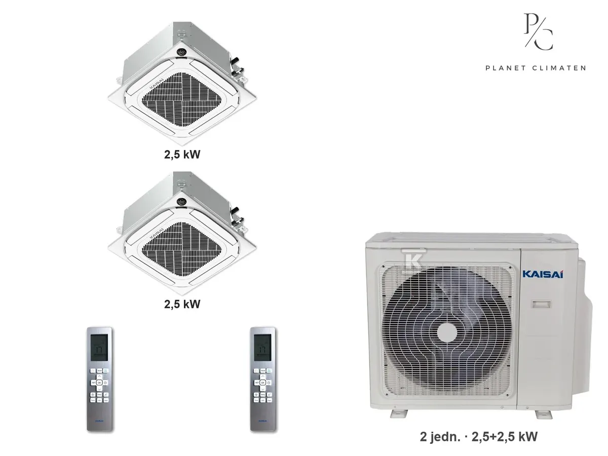 Klimatyzator multi-split kasetonowy Kaisai KCA4U K3OA-27HFN32H — 2 jedn. 2,5+2,5 kW (2 pomieszczenia)