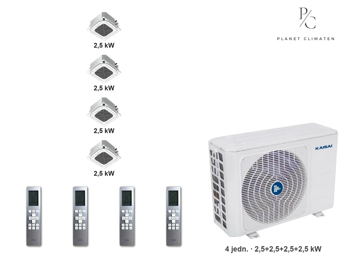Klimatyzator multi-split kasetonowy Kaisai KCA4U K4OE-28HFN32H — 4 jedn. 2,5+2,5+2,5+2,5 kW (4 pomieszczenia)