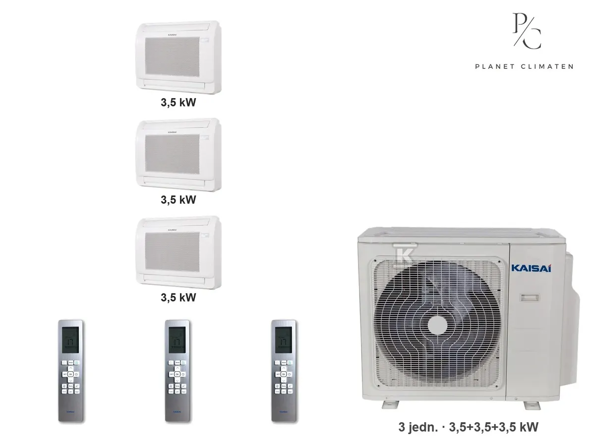 Klimatyzator multi-split konsolowy Kaisai KFAU K3OA-27HFN32H — 3 jedn. 3,5+3,5+3,5 kW (3 pomieszczenia)