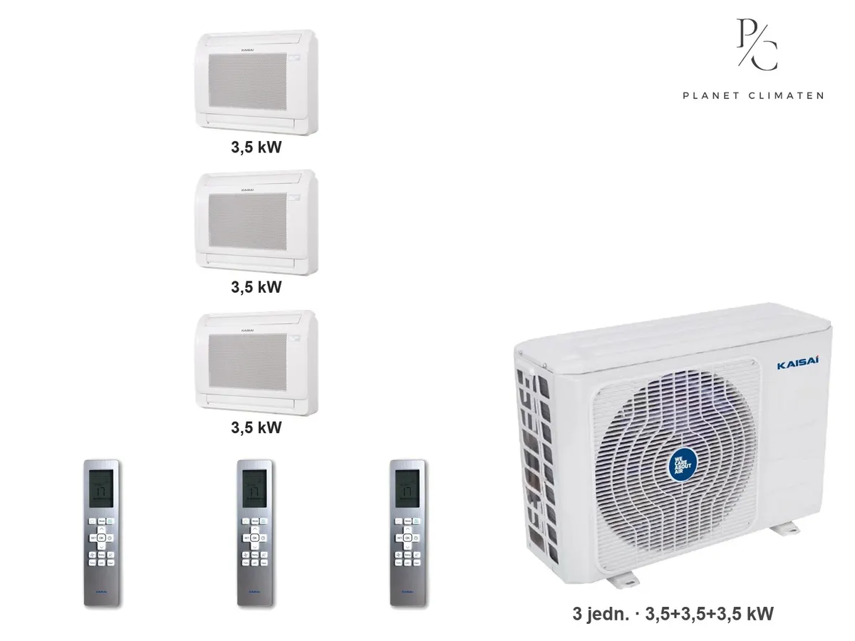 Klimatyzator multi-split konsolowy Kaisai KFAU K4OE-28HFN32H — 3 jedn. 3,5+3,5+3,5 kW (3 pomieszczenia)