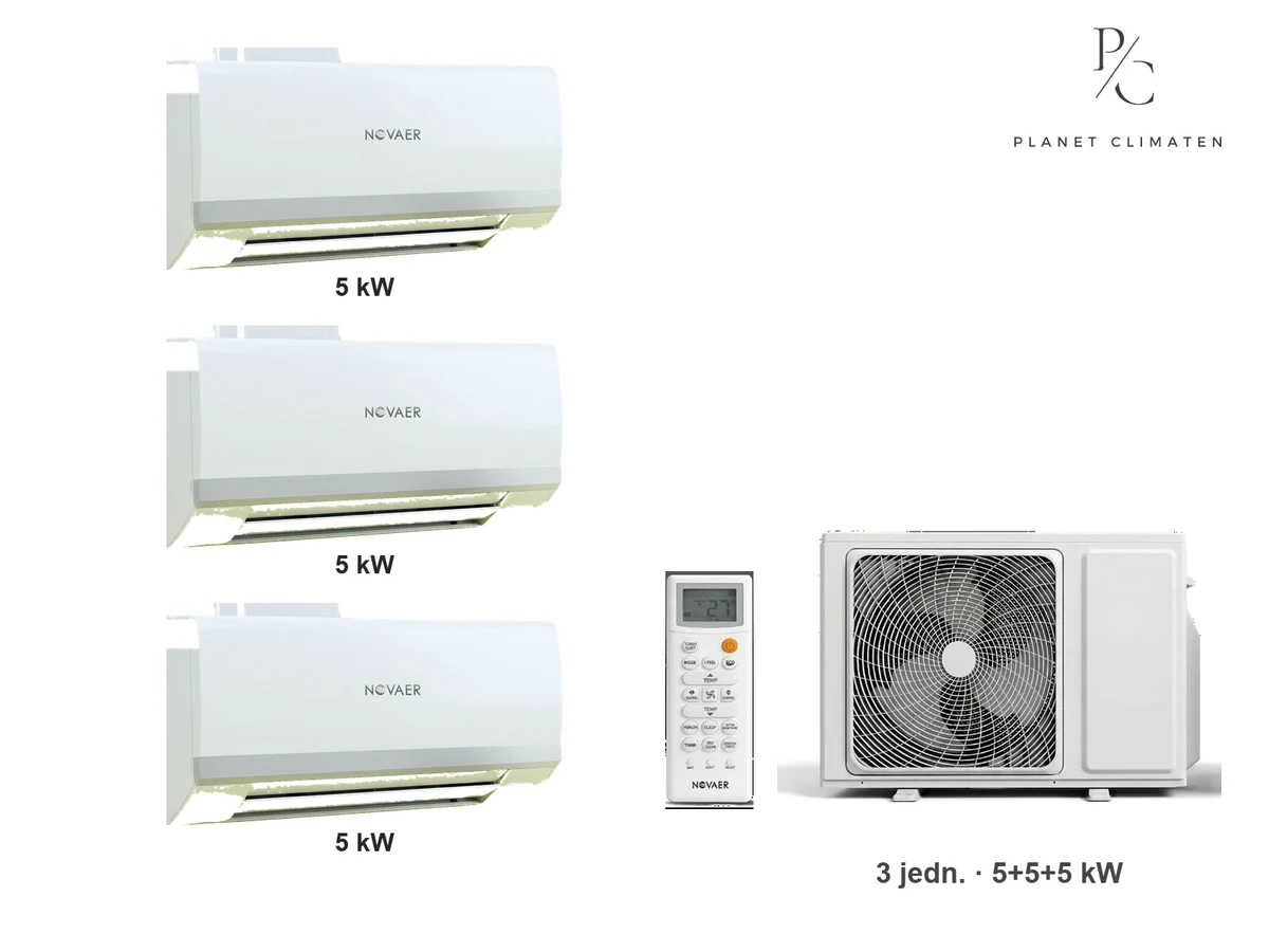 Klimatyzacja multi-split Novaer Polar — agregat NOV4U80-OUT + 3× jednostka (5,0, 5,0, 5,0 kW)