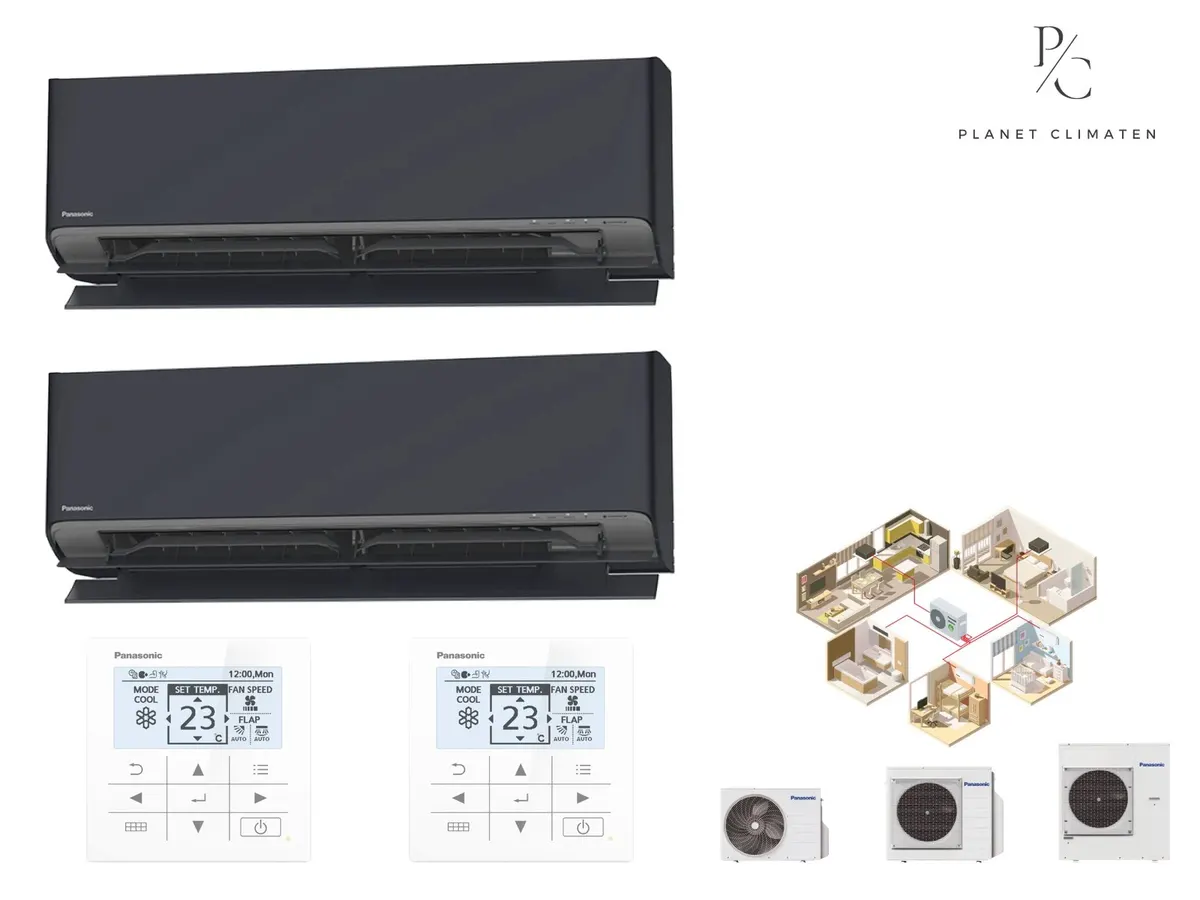 Klimatizácia multi-split nástenná Panasonic Etherea grafitová CU-2Z50CBE — 2 jedn. 2,5+3,5 kW (2 miestnosti)