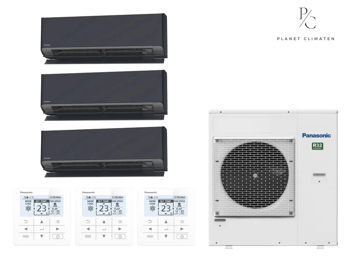 Klimatizácia multi-split nástenná Panasonic Etherea grafitová CU-5Z90CBE — 3 jedn. 2,05+2,05+3,5 kW (3 miestnosti)