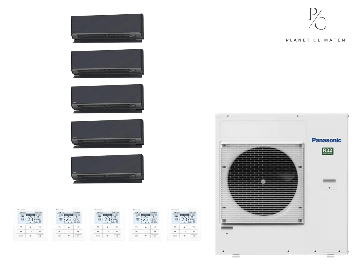 Klimatizácia multi-split nástenná Panasonic Etherea grafitová CU-5Z90CBE — 5 jedn. 2,05+2,05+2,05+2,05+2,05 kW (5 miestností)
