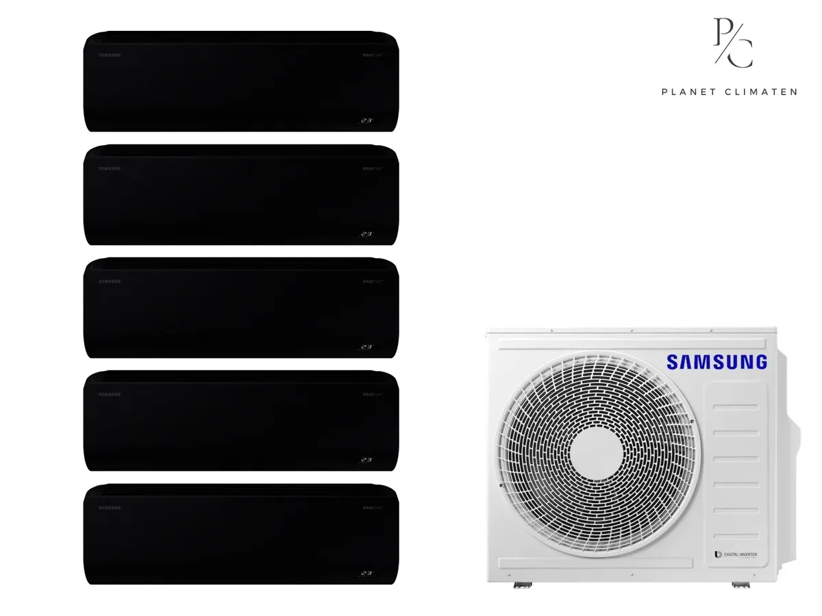 Klimatizácia multi-split Samsung WindFree Avant čierna — vonkajšia jednotka AJ100 + 5x jednotka (2,0, 2,0, 2,0, 2,0, 2,5 kW)