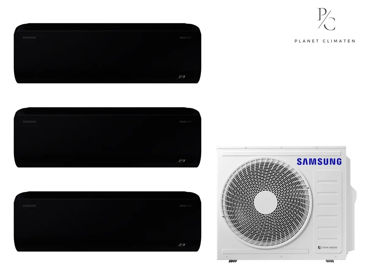 Klimatizácia multi-split Samsung WindFree Avant čierna — vonkajšia jednotka AJ100 + 3x jednotka (2,0, 2,5, 3,5 kW)