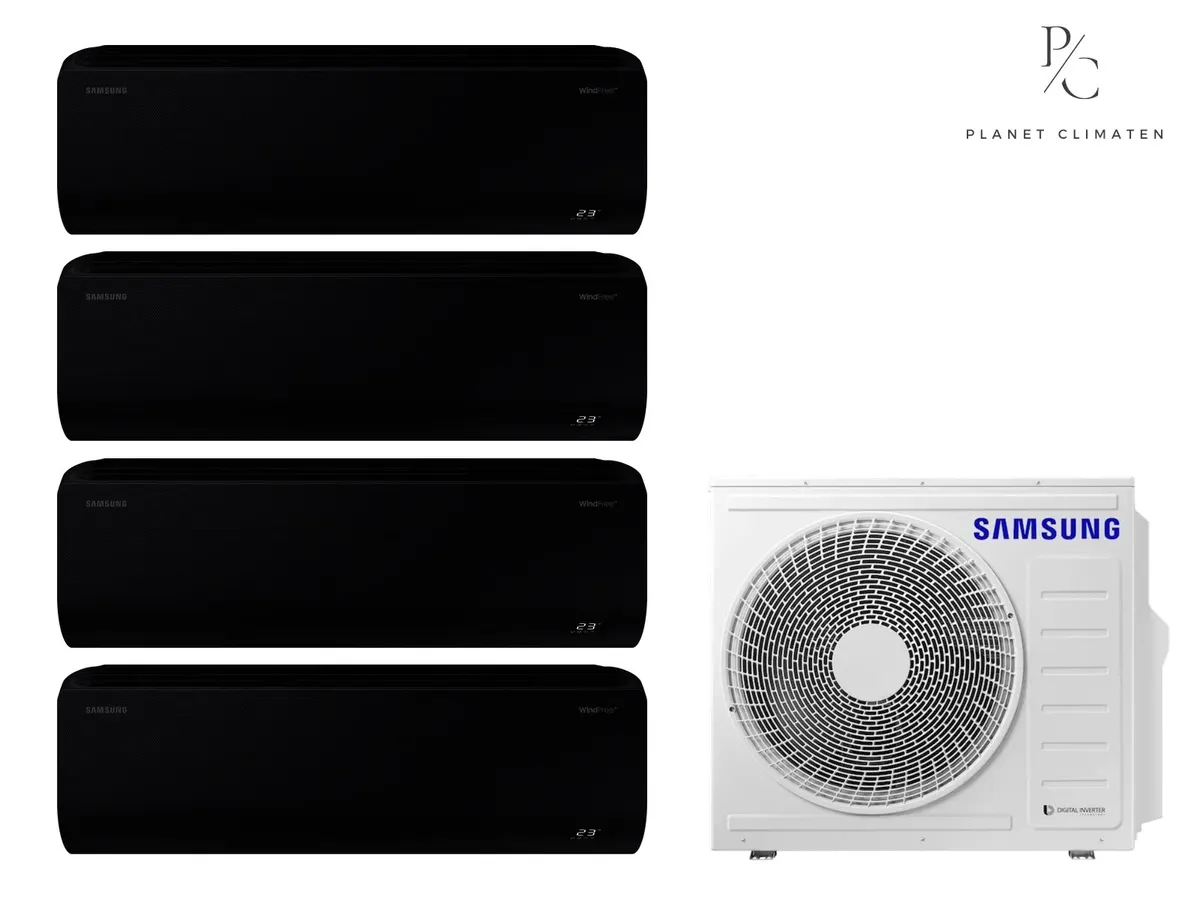 Klimatizácia multi-split Samsung WindFree Avant čierna — vonkajšia jednotka AJ100 + 4x jednotka (2,5, 2,5, 3,5, 3,5 kW)