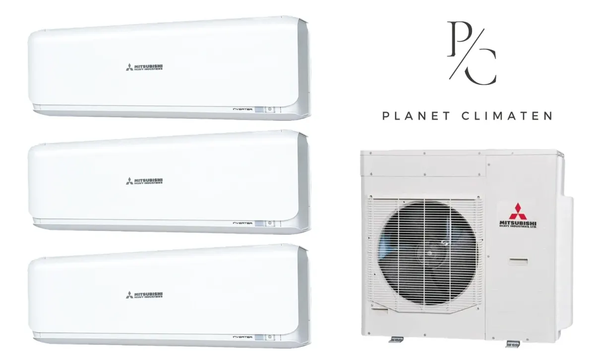 Klimatyzacja multi-split Mitsubishi Heavy SRK-ZSX Diamond biały — agregat SCM125ZM + 3× jednostka (2,0, 2,0, 2,0 kW)