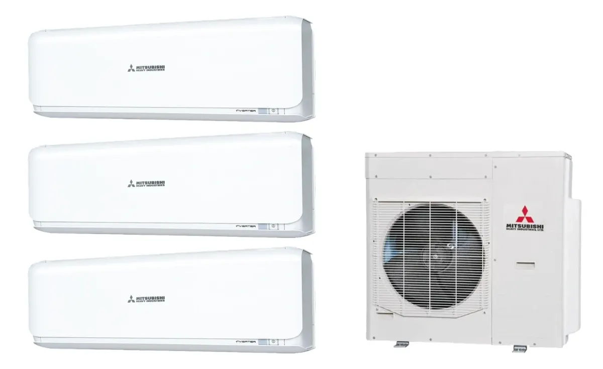 Klimatizácia multi-split Mitsubishi Heavy SRK-ZSX Diamond biela — vonkajšia jednotka SCM125ZM + 3× jednotka (2,0, 2,5, 5,0 kW)