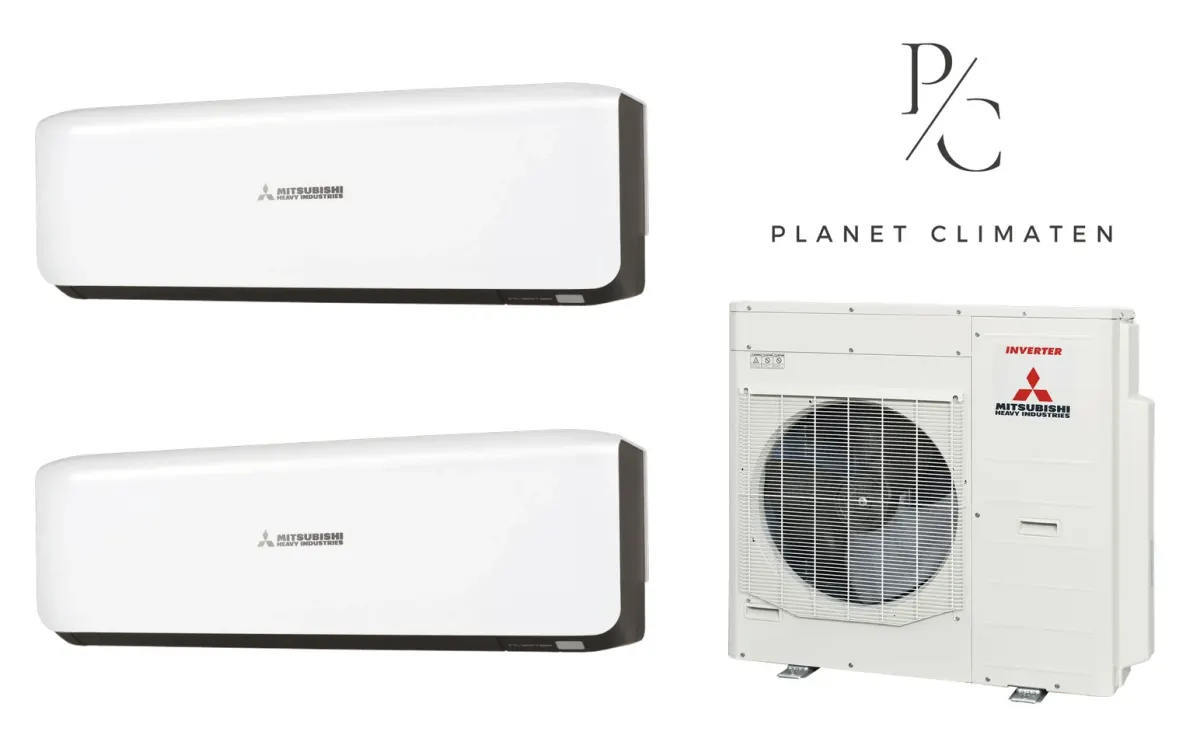 Klimatyzacja multi-split Mitsubishi Heavy SRK-ZS Premium czarny — agregat SCM100ZS + 2× jednostka (2,0, 2,0 kW)