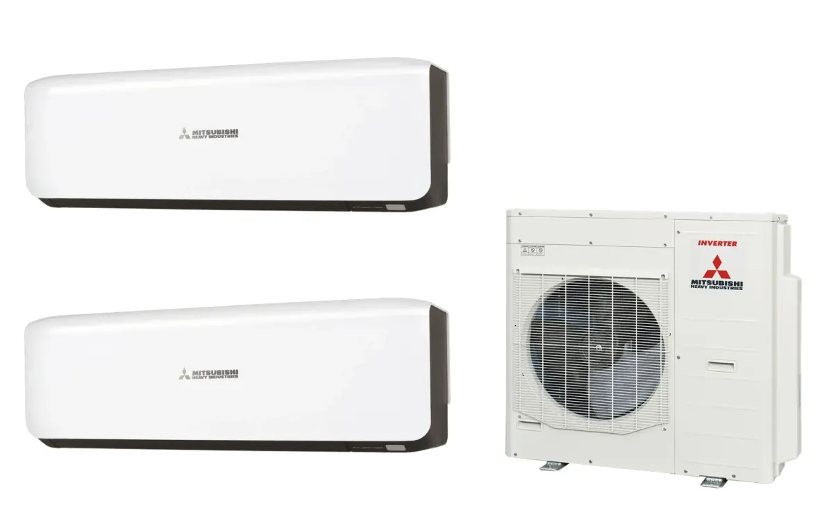 Klimatizácia multi-split Mitsubishi Heavy SRK-ZS Premium čierna — vonkajšia jednotka SCM100ZS + 2× jednotka (2,0, 2,5 kW)