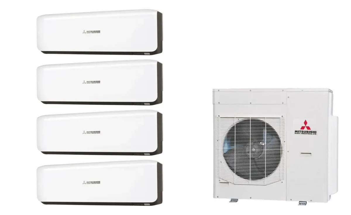 Klimatizácia multi-split Mitsubishi Heavy SRK-ZS Premium čierna — vonkajšia jednotka SCM125ZM + 4× jednotka (2,0, 2,5, 5,0, 5,0 kW)