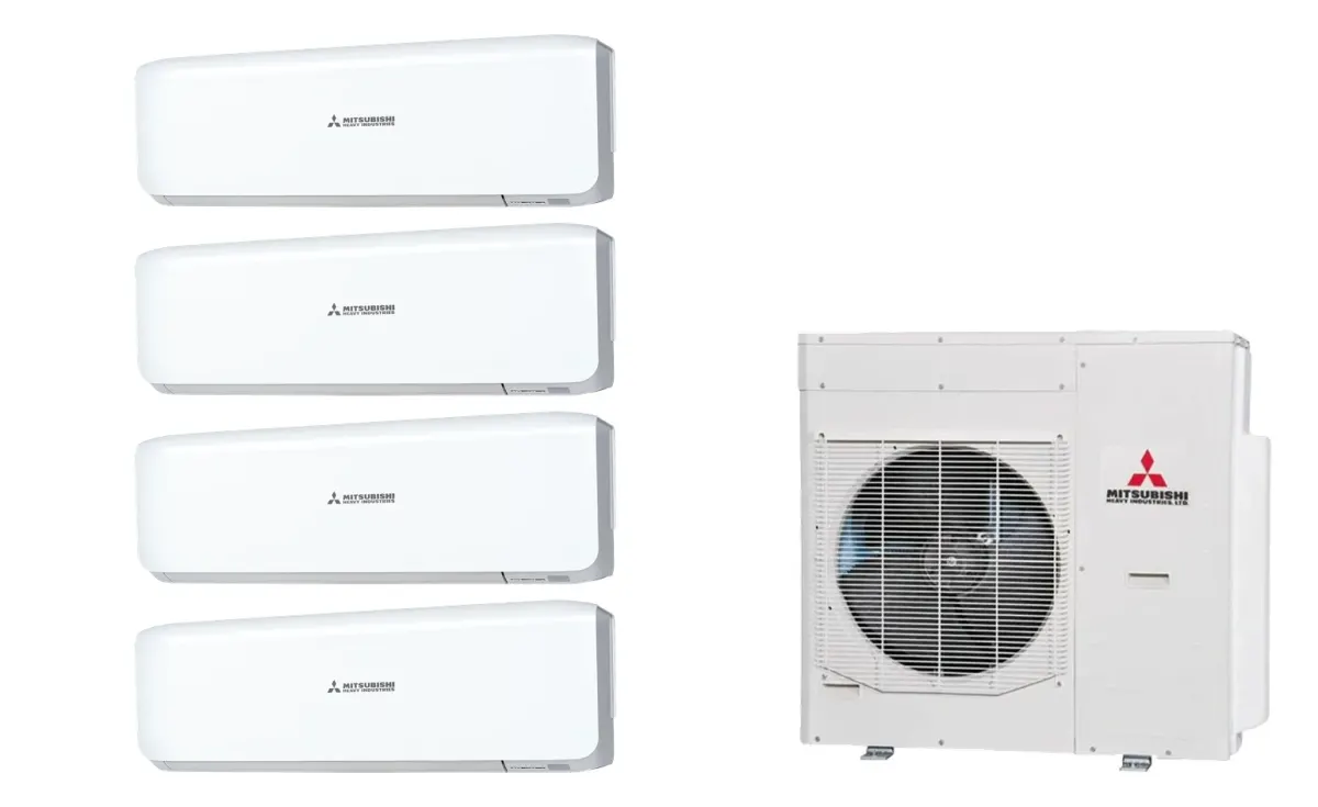 Klimatizácia multi-split Mitsubishi Heavy SRK-ZS Premium biela — vonkajšia jednotka SCM125ZM + 4× jednotka (2,0, 2,5, 2,5, 3,5 kW)
