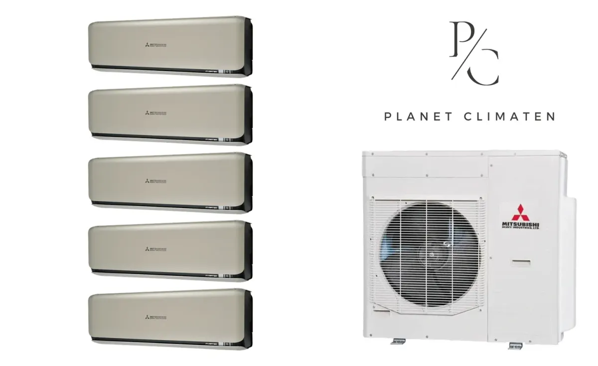 Klimatyzacja multi-split Mitsubishi Heavy SRK-ZSX Diamond tytanowy — agregat SCM125ZM + 5× jednostka (2,0, 2,0, 2,0, 2,0, 2,5 kW)
