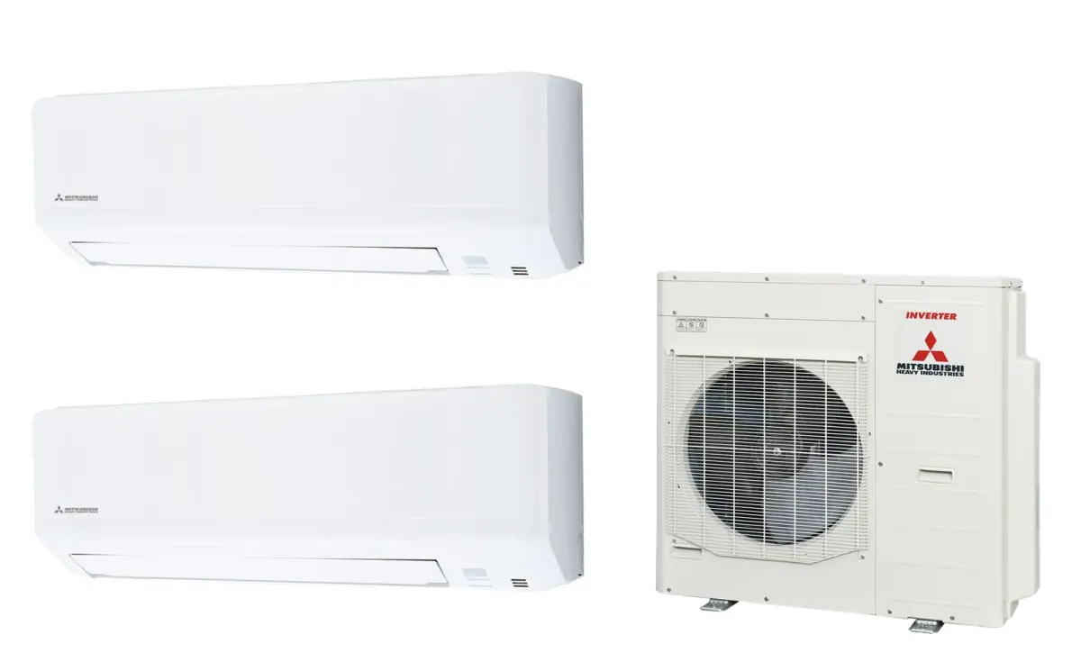 Klimatizácia multi-split Mitsubishi Heavy SRK-ZSP Standard biela — vonkajšia jednotka SCM100ZS + 2× jednotka (2,5, 2,5 kW)