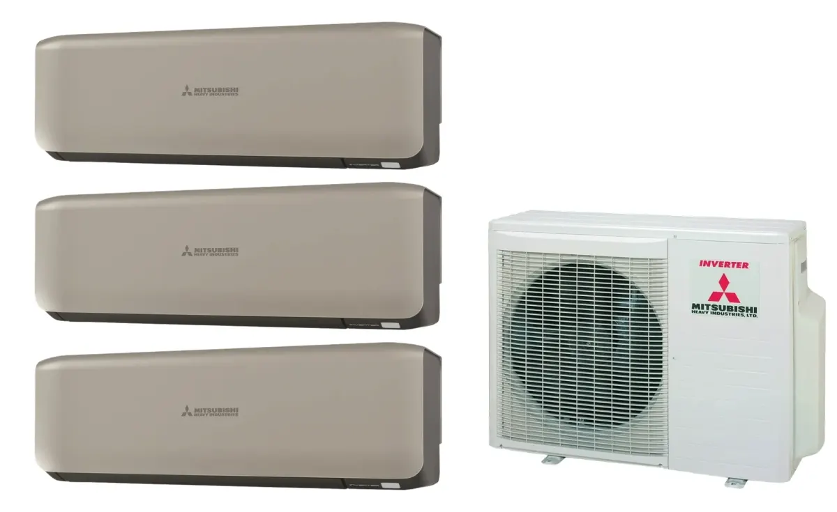 Klimatizácia multi-split Mitsubishi Heavy SRK-ZS Premium titánová — vonkajšia jednotka SCM50ZS + 3× jednotka (2,5, 2,5, 3,5 kW)