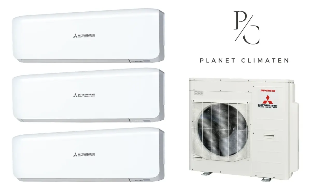 Klimatyzacja multi-split Mitsubishi Heavy SRK-ZS Premium biały — agregat SCM100ZS + 3× jednostka (2,0, 2,0, 2,5 kW)