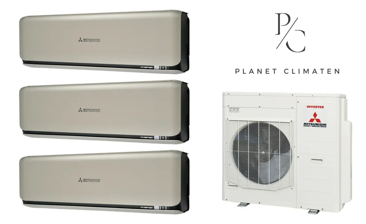 Klimatyzacja multi-split Mitsubishi Heavy SRK-ZSX Diamond tytanowy — agregat SCM100ZS + 3× jednostka (2,0, 2,0, 6,0 kW)