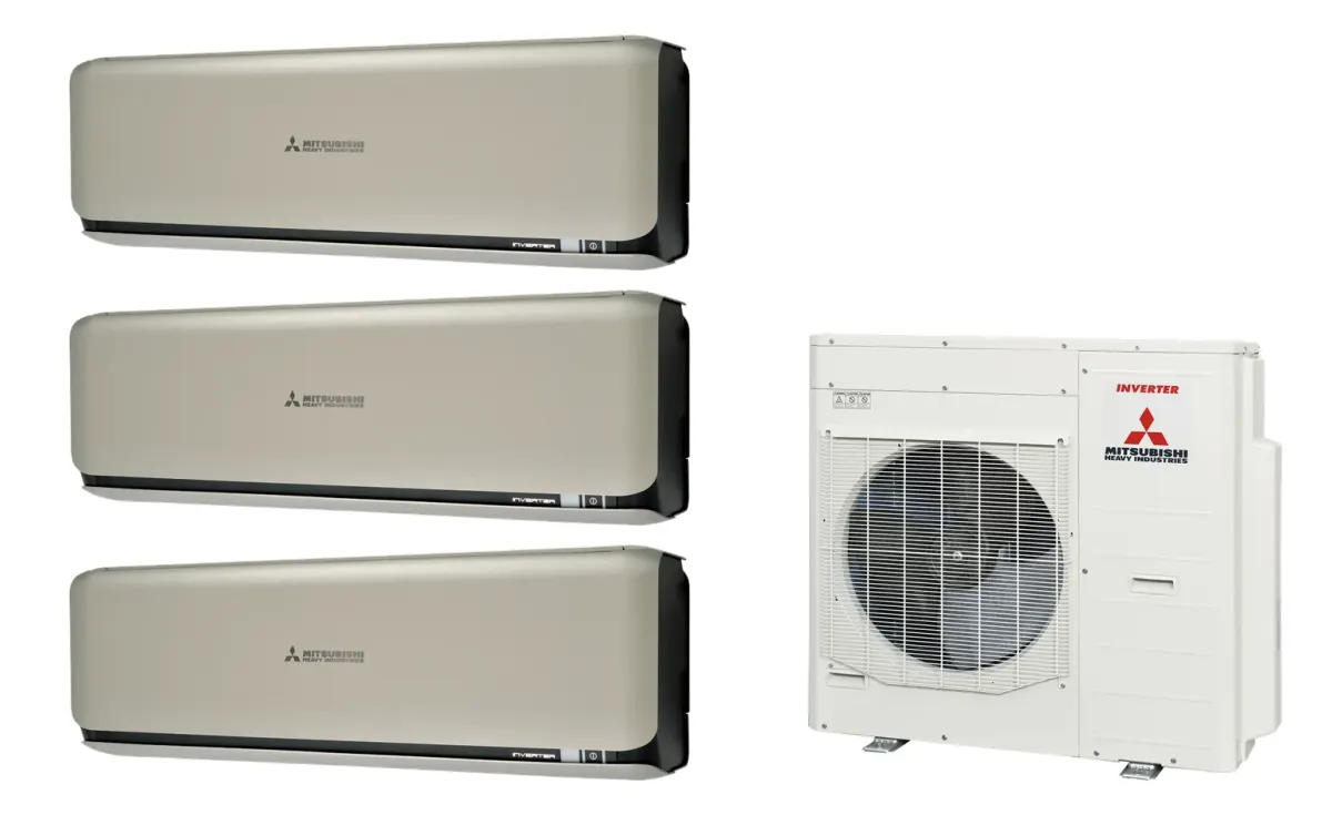 Klimatizácia multi-split Mitsubishi Heavy SRK-ZSX Diamond titánová — vonkajšia jednotka SCM100ZS + 3× jednotka (2,0, 2,5, 6,0 kW)