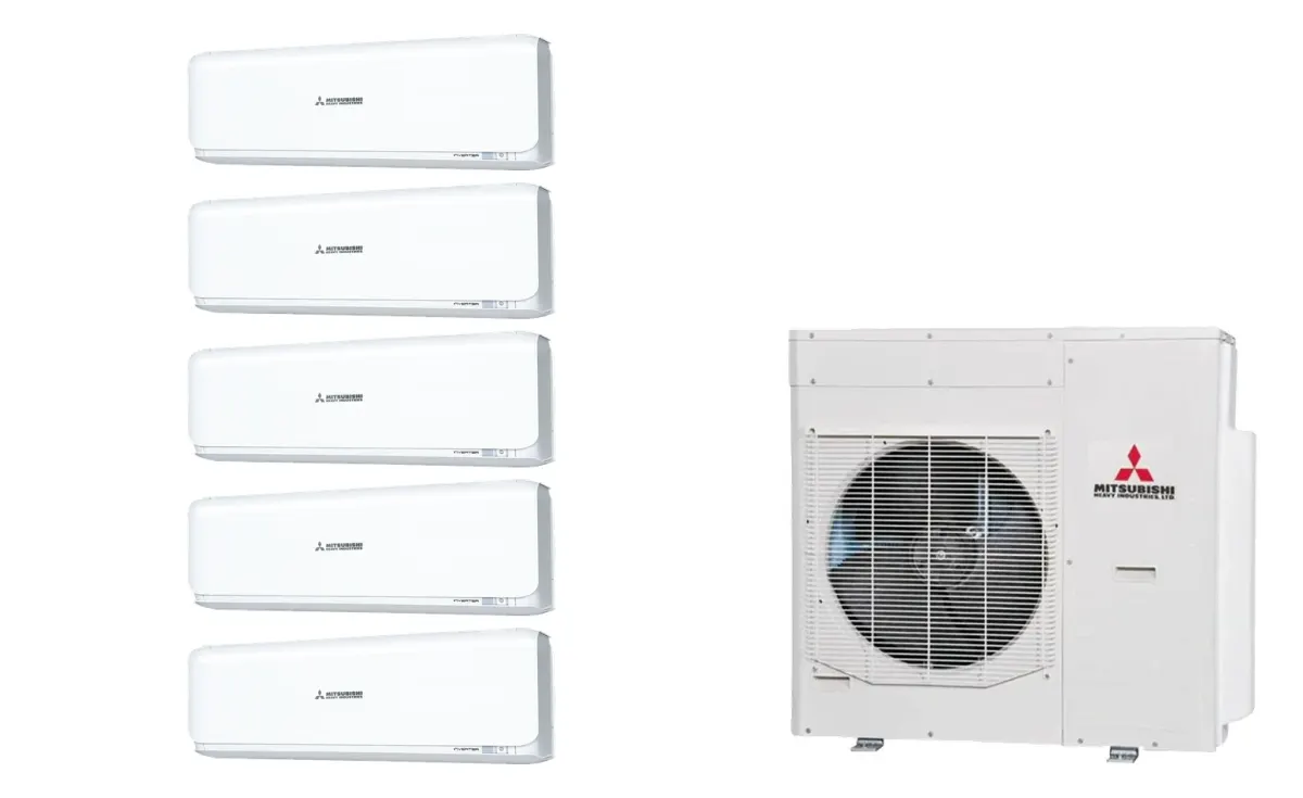 Klimatizácia multi-split Mitsubishi Heavy SRK-ZSX Diamond biela — vonkajšia jednotka SCM125ZM + 5× jednotka (2,5, 2,5, 3,5, 3,5, 3,5 kW)