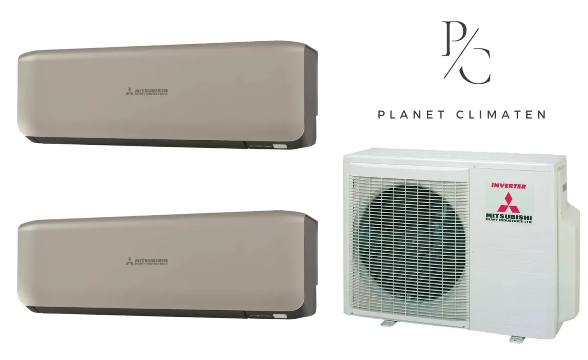 Klimatyzacja multi-split Mitsubishi Heavy SRK-ZS Premium tytanowy — agregat SCM45ZS + 2× jednostka (3,5, 3,5 kW)