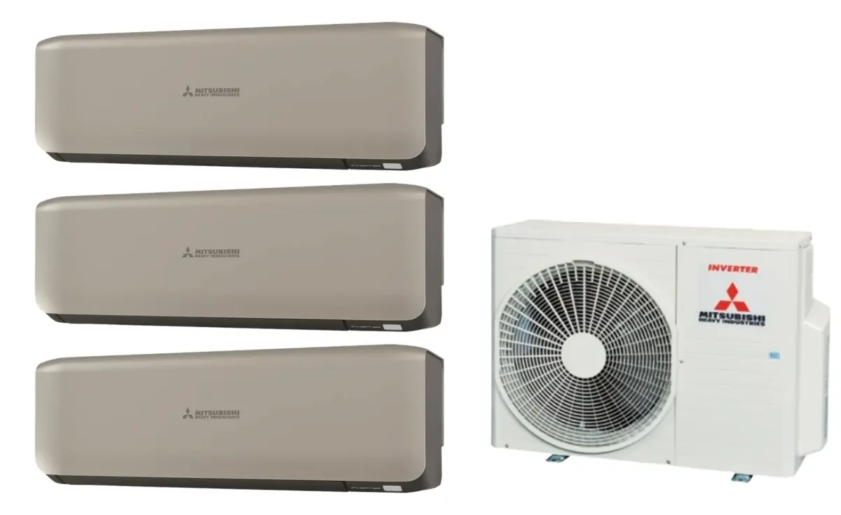Klimatizácia multi-split Mitsubishi Heavy SRK-ZS Premium titánová — vonkajšia jednotka SCM41ZS + 3× jednotka (2,0, 2,5, 2,5 kW)