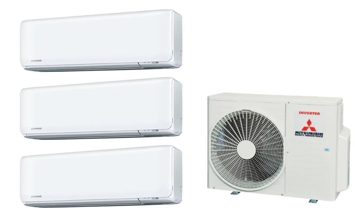 Klimatizácia multi-split Mitsubishi Heavy SRK-ZT Premium biela — vonkajšia jednotka SCM41ZS + 3× jednotka (2,0, 2,0, 2,5 kW)