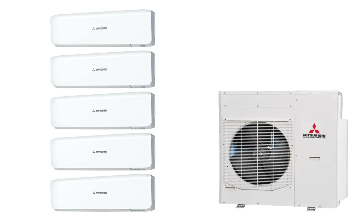 Klimatizácia multi-split Mitsubishi Heavy SRK-ZS Premium biela — vonkajšia jednotka SCM125ZM + 5× jednotka (2,5, 2,5, 2,5, 2,5, 2,5 kW)