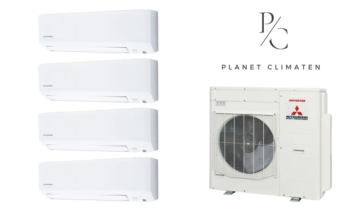 Klimatyzacja multi-split Mitsubishi Heavy SRK-ZSP Standard biały — agregat SCM100ZS + 4× jednostka (2,5, 2,5, 2,5, 5,0 kW)