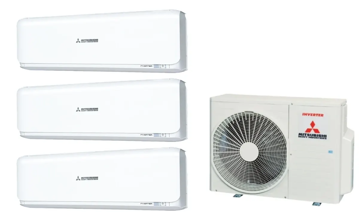 Klimatizácia multi-split Mitsubishi Heavy SRK-ZSX Diamond biela — vonkajšia jednotka SCM41ZS + 3× jednotka (2,0, 2,0, 2,0 kW)