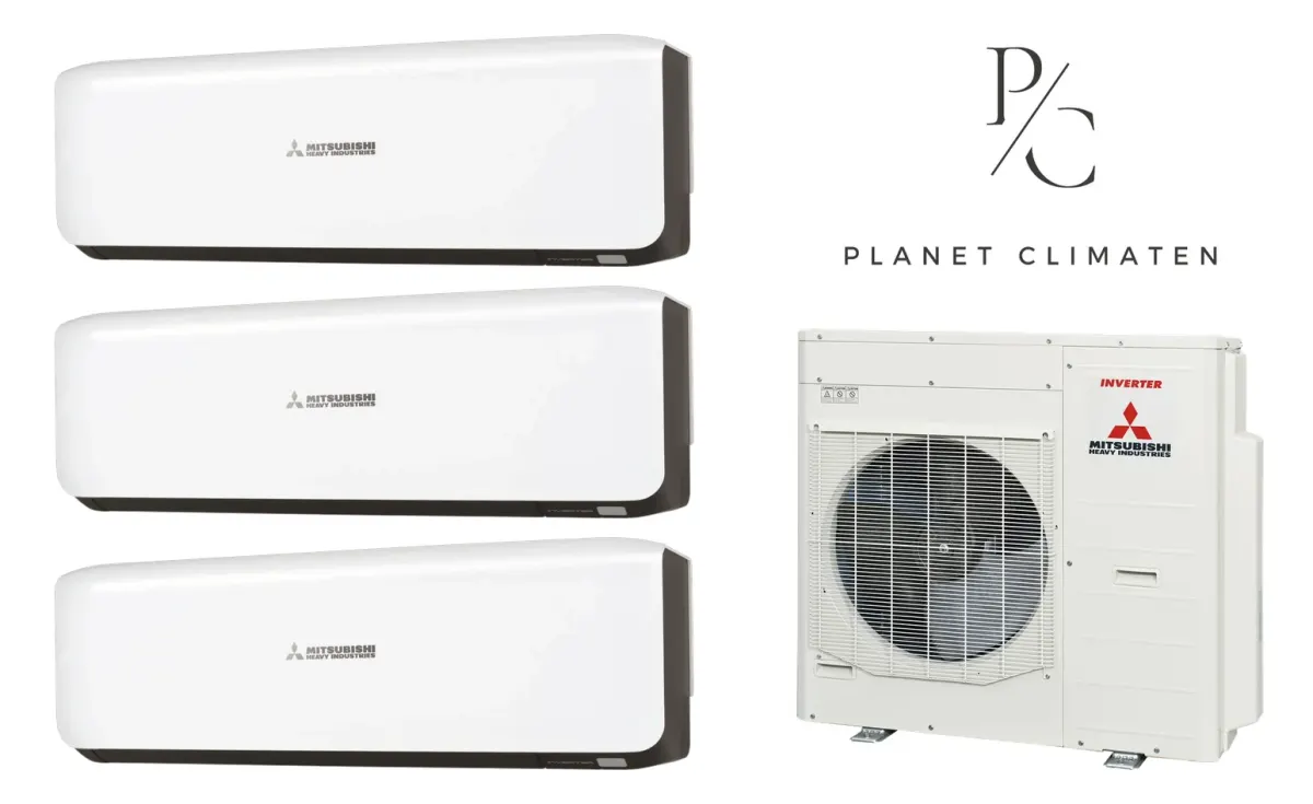 Klimatyzacja multi-split Mitsubishi Heavy SRK-ZS Premium czarny — agregat SCM100ZS + 3× jednostka (2,5, 2,5, 2,5 kW)