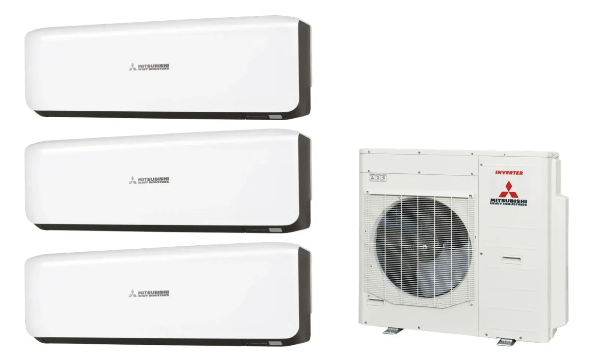 Klimatizácia multi-split Mitsubishi Heavy SRK-ZS Premium čierna — vonkajšia jednotka SCM100ZS + 3× jednotka (2,0, 2,0, 2,0 kW)