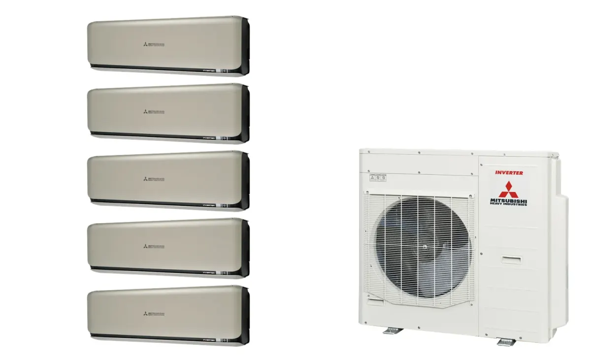 Klimatizácia multi-split Mitsubishi Heavy SRK-ZSX Diamond titánová — vonkajšia jednotka SCM100ZS + 5× jednotka (2,0, 2,0, 2,0, 2,0, 2,0 kW)