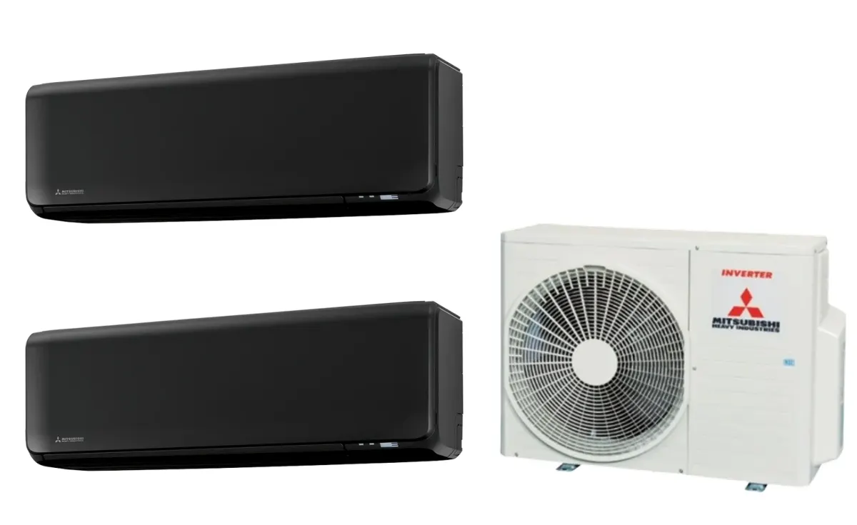Klimatizácia multi-split Mitsubishi Heavy SRK-ZT Premium čierna — vonkajšia jednotka SCM41ZS + 2× jednotka (2,5, 2,5 kW)