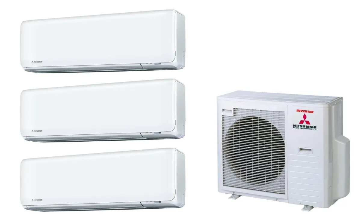 Klimatizácia multi-split Mitsubishi Heavy SRK-ZT Premium biela — vonkajšia jednotka SCM80ZS + 3× jednotka (2,0, 2,0, 3,5 kW)