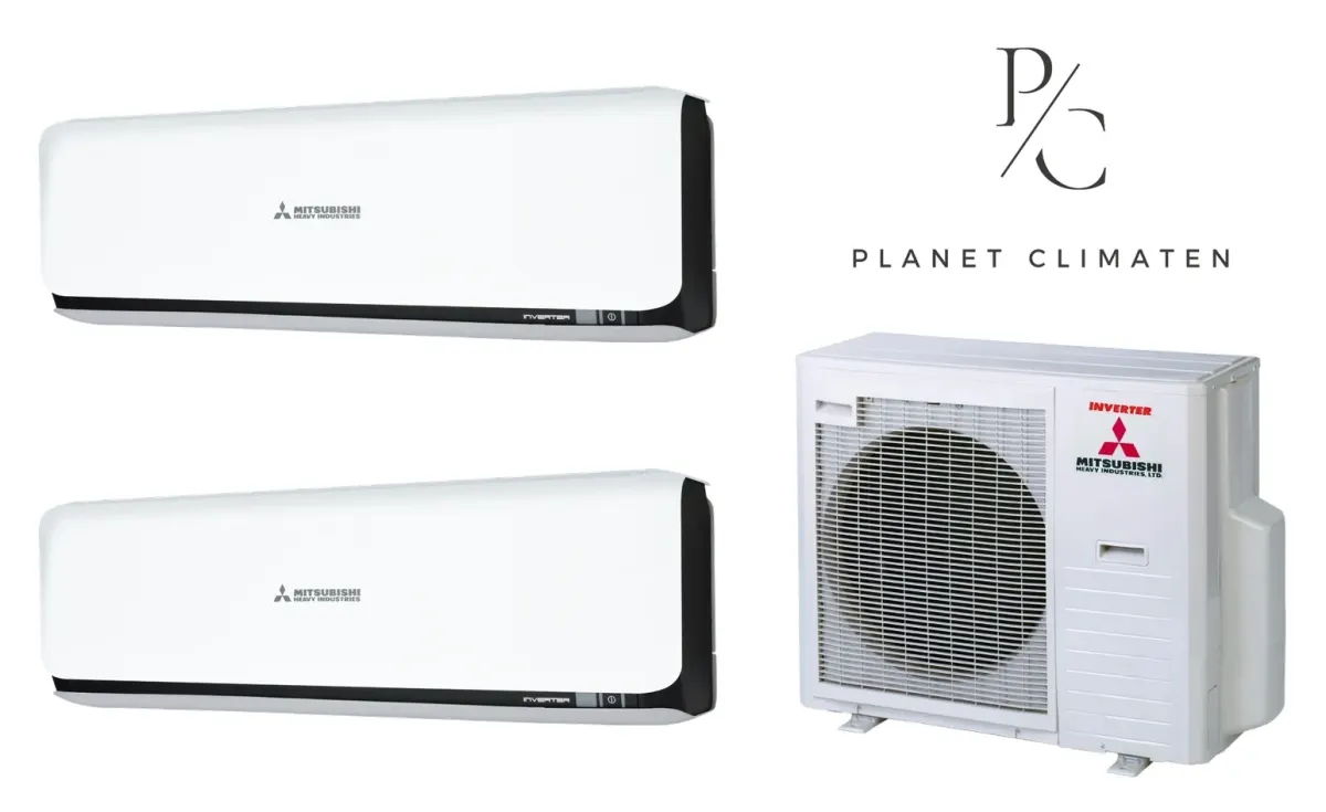 Klimatyzacja multi-split Mitsubishi Heavy SRK-ZSX Diamond czarny — agregat SCM71ZS + 2× jednostka (2,0, 2,0 kW)